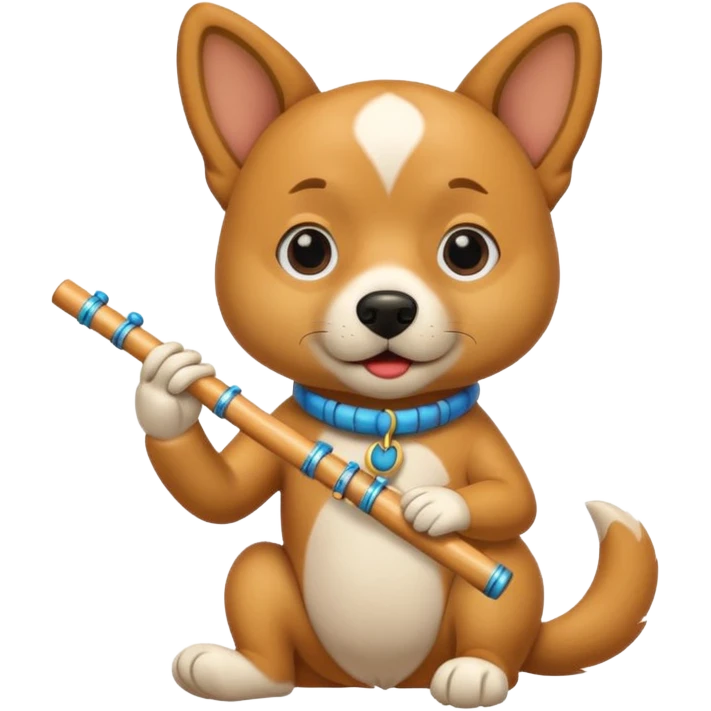 dog playing flute emoji