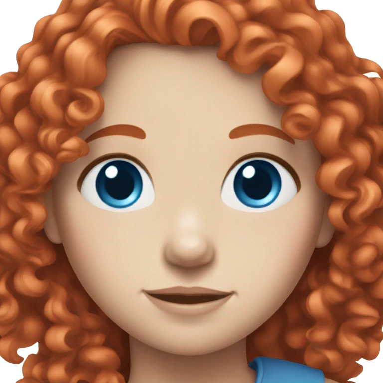 Girl with curly, bright red hair and pale skin and blue eyes emoji