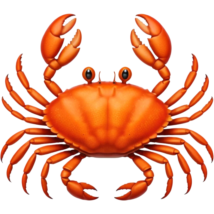 A high-resolution digital illustration of a crab, semi-realistic style. The crab is shown head on with a big smile  emoji