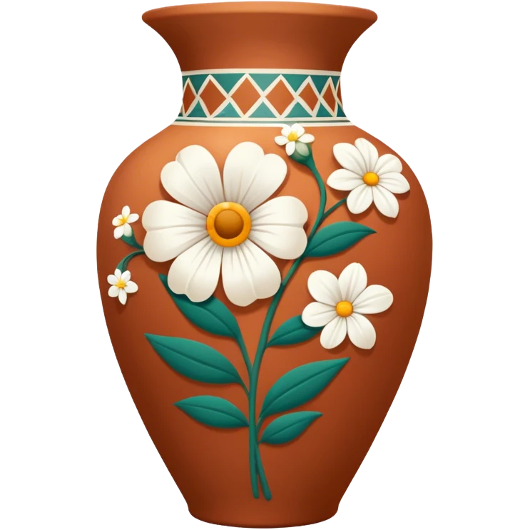 Oaxacan terracotta vase with white flower detail emoji