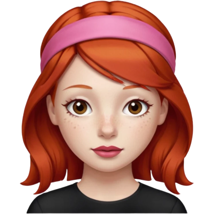 ["Fair skin female, smooth red hair, red ribbon headband."] emoji