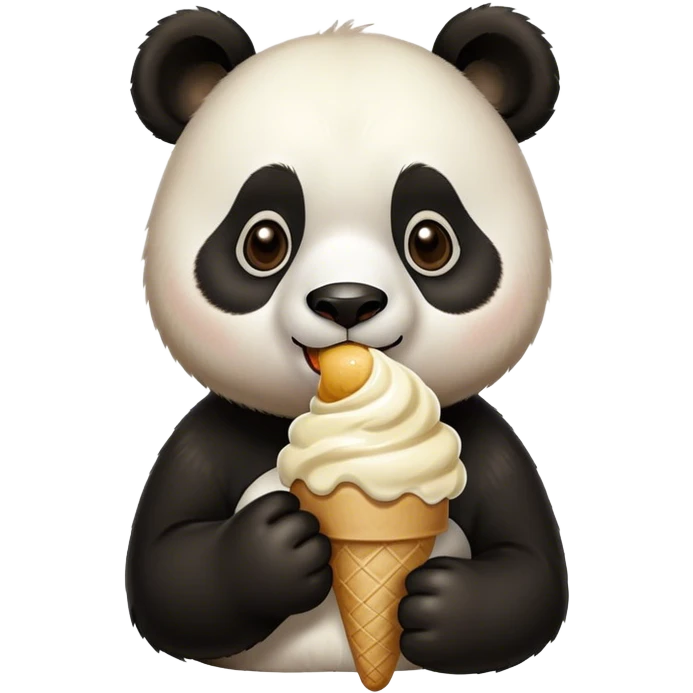 Panda eating ice cream look emoji