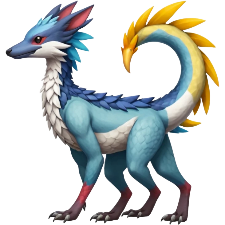 Colorful Fruity Warm-colored Tropical Exotic Vernid-Sergal-Trico-Silvally-Nargacuga-fusion-hybrid-animal-creature, full body emoji