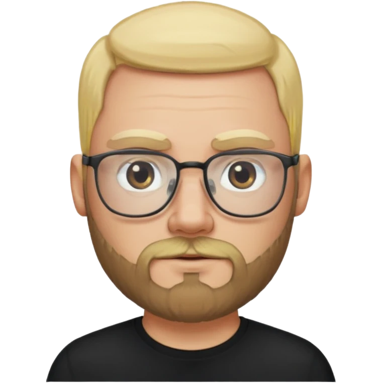 bald blonde bearded man with eyeglasses with black shirt emoji