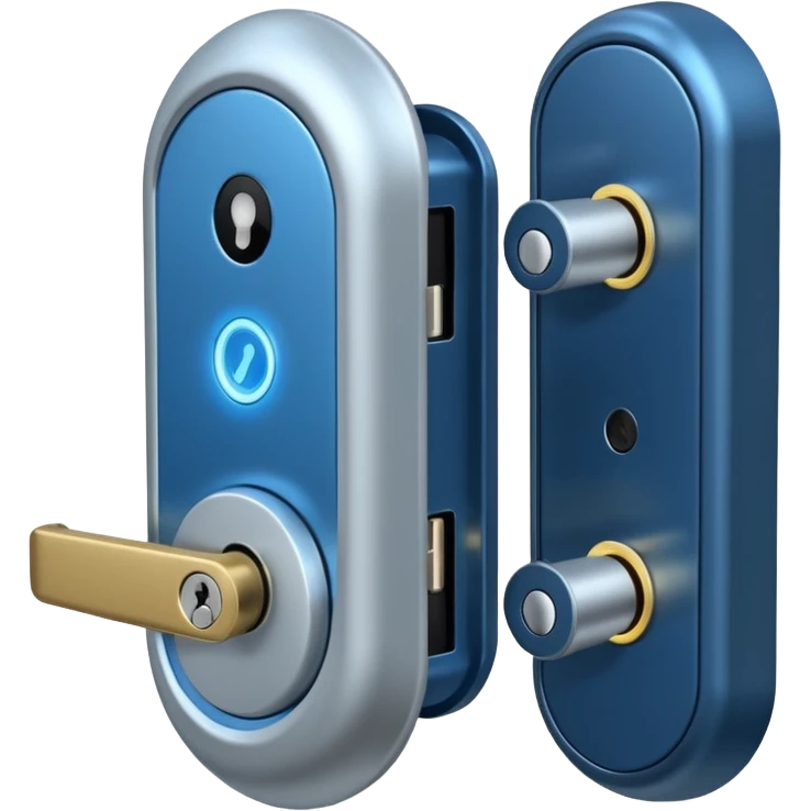 Electronic Door Lock System with card insert in line hole and blue light emoji