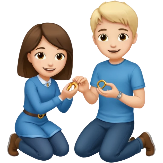 🧎‍♂️‍➡️💍💃 a boy parposing a girl boy on his knee and boy give him ring  emoji
