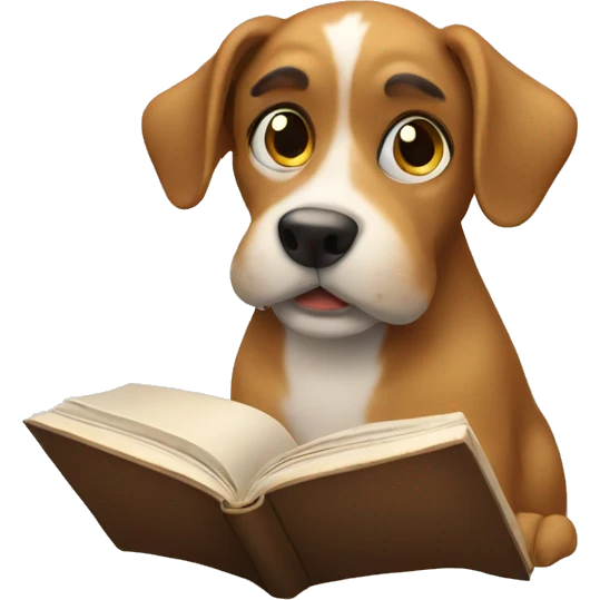 Dog reading book emoji