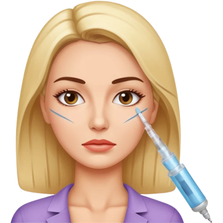 Woman taking a botox only one injection in the face emoji