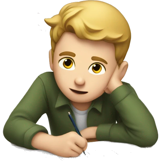 white boy taking math test emoji