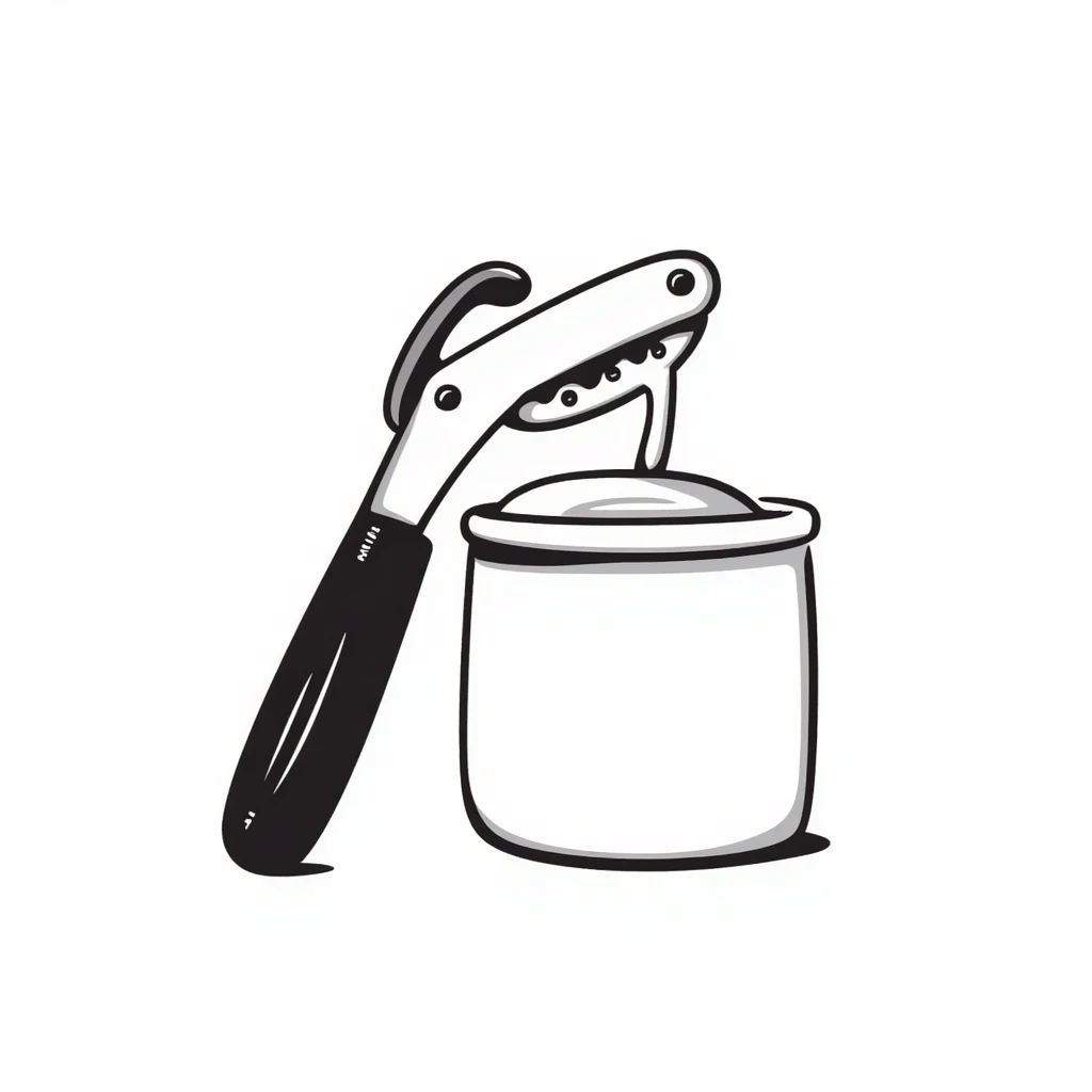 hand-drawn kitchen can opener with crank handle emoji