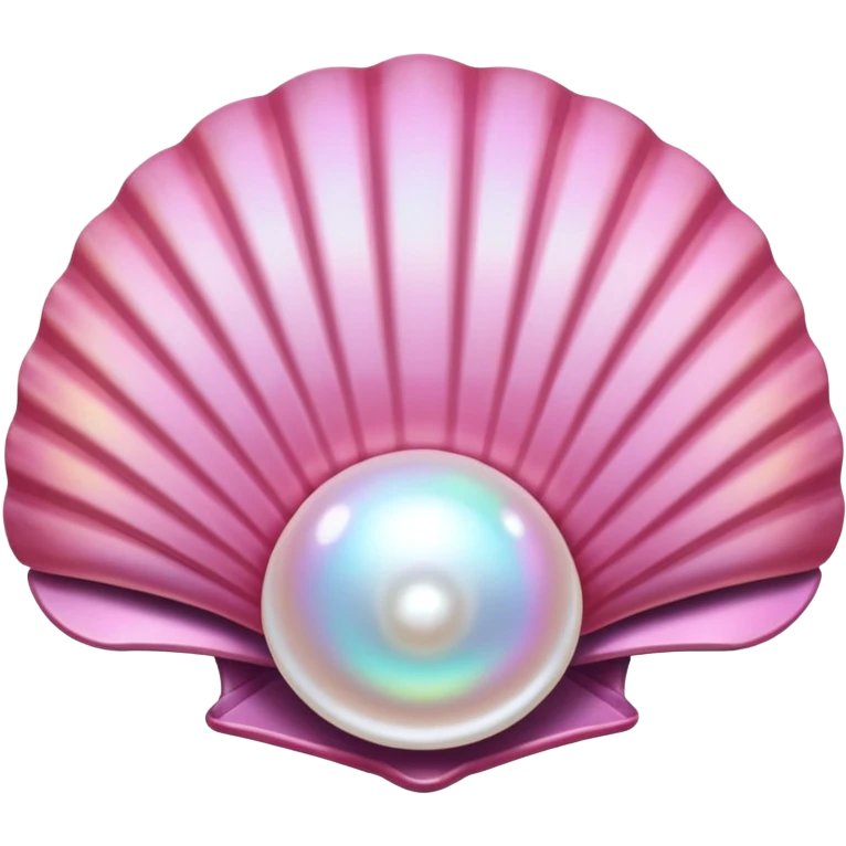 Pretty Pink shell with pearl inside the open hinged shell emoji