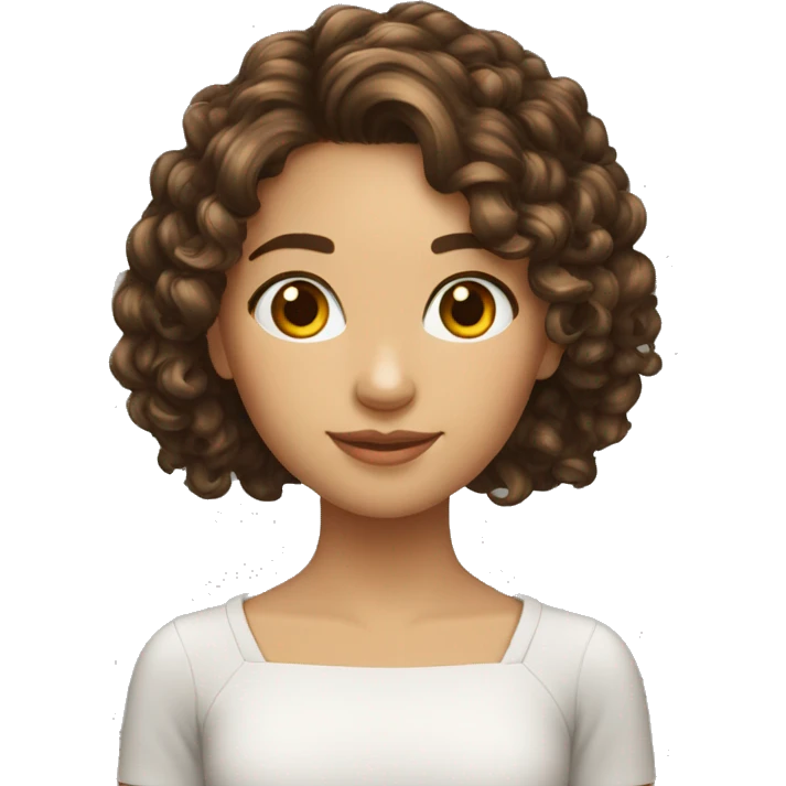 ado fille cheuveux long bouclé brune emoji