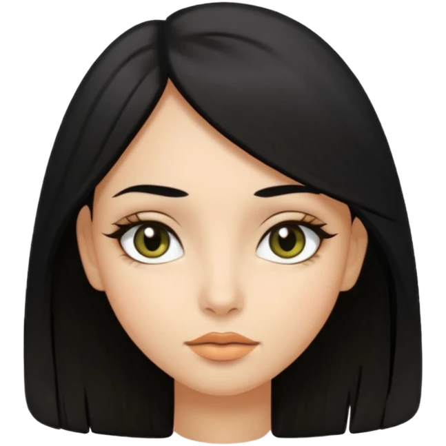 girl with medium long hair black hair black eyes almond olive skin stone small lips emoji