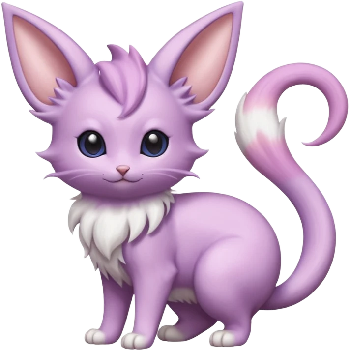 Cute kawaii fluffy floofy silky realistic smooth soft Espeon-Mew-Minccino-Delcatty-Pachirisu-fusion emoji