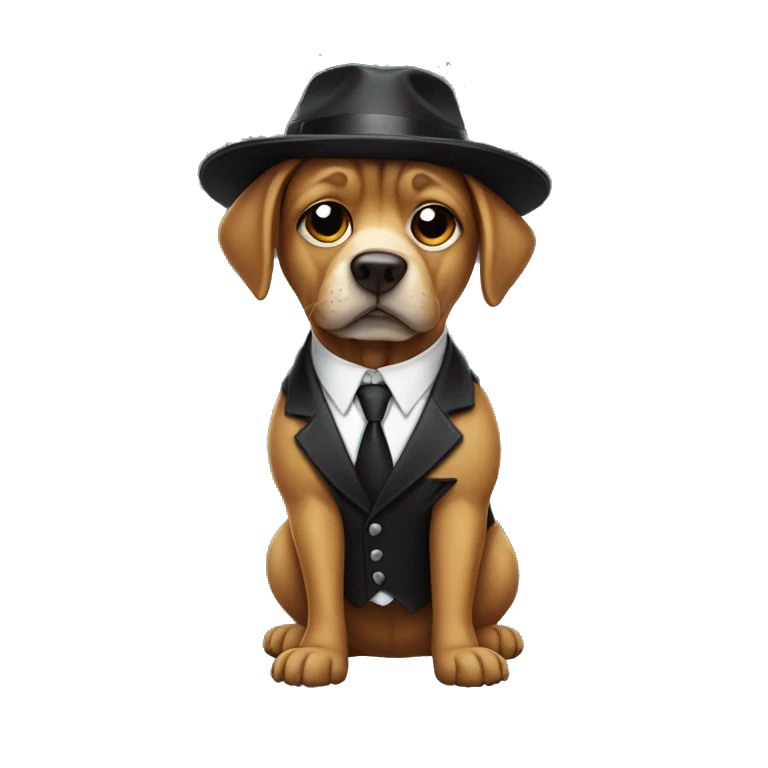 Dog dressed as a gangster emoji