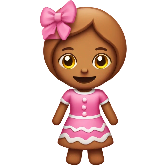 Gingerbread girl with pink dress emoji