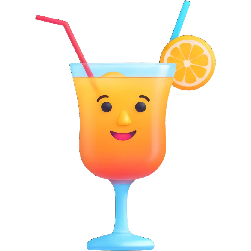 Manhattan cocktail in a short glass with ice, 3d emoji style, soft shading, rounded shapes emoji