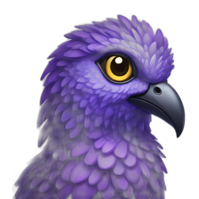 A beautiful and charming adult purple Simorgh, a bird of happiness, an eye-catching electric praxis emoji