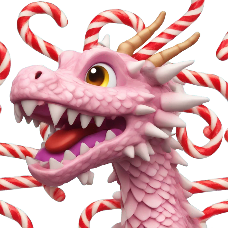 3d dragon covered in candy canes emoji