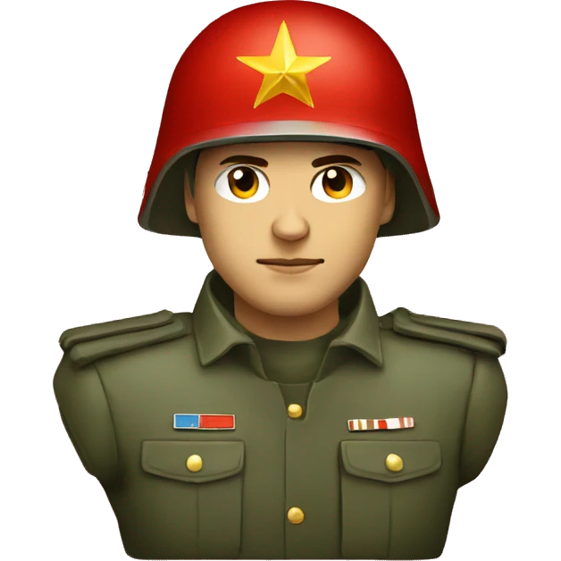 ussr soldier serious with military helmet emoji