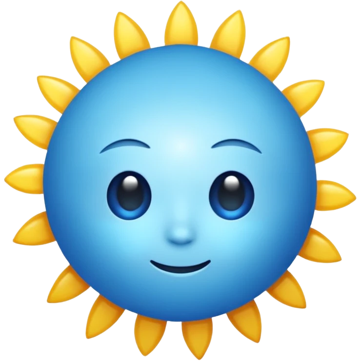 A blue realistic sun emoji