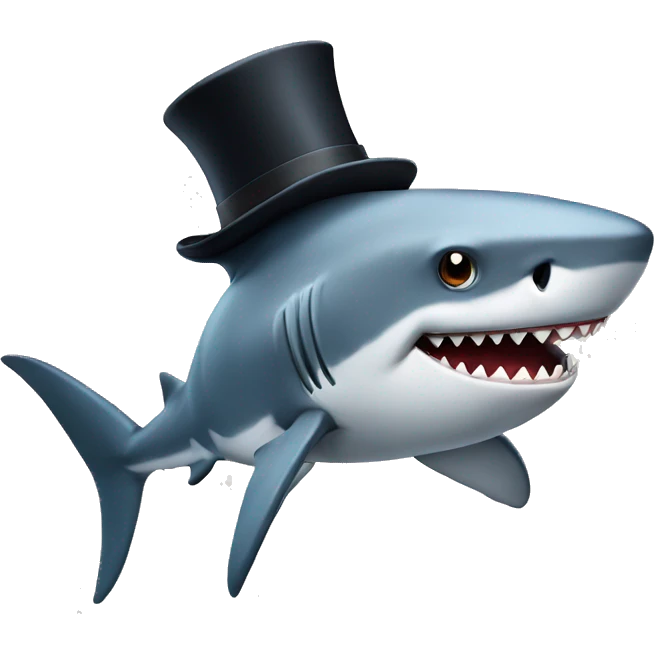 Shark with a top hat emoji