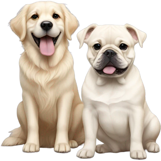 English cream golden retriever and an oreo colored french bulldog as best friends emoji