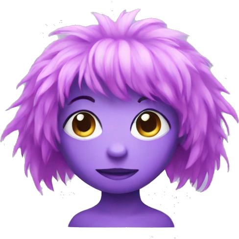 An purple hair creature with pink eyes emoji