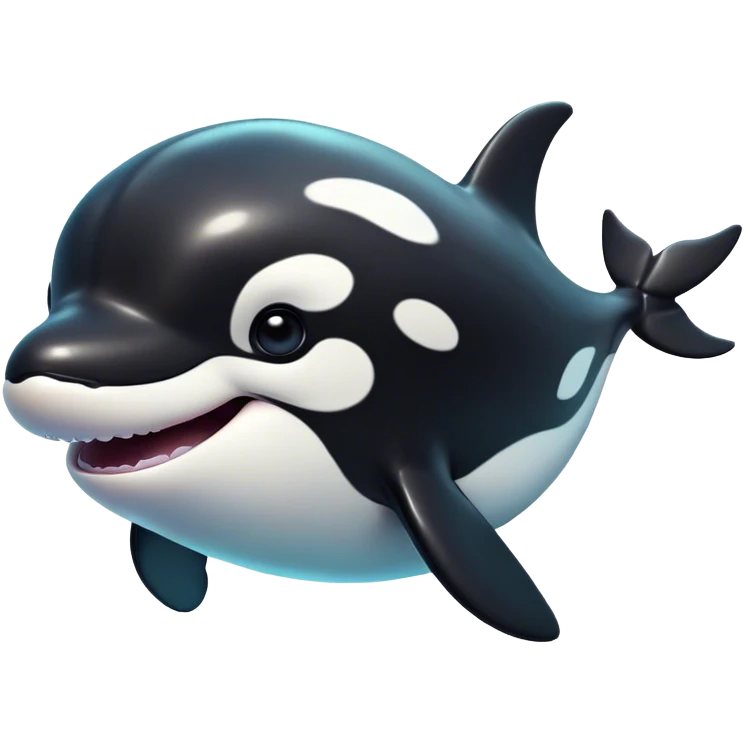 Cinematic Comical orca Portrait Emoji, Head tilted dramatically with an exaggeratedly shocked expression, featuring a sleek black-and-white body with wide, comically expressive eyes full of playful disbelief and animated flippers, Simplified yet hilariously expressive features, highly detailed, glowing with a slightly sassy oceanic glow, high shine, dramatic yet playful, stylized with an air of cheeky marine mischief, soft glowing outline, capturing the essence of a meme-worthy orca that looks ready to make waves with its hilariously dramatic antics! emoji