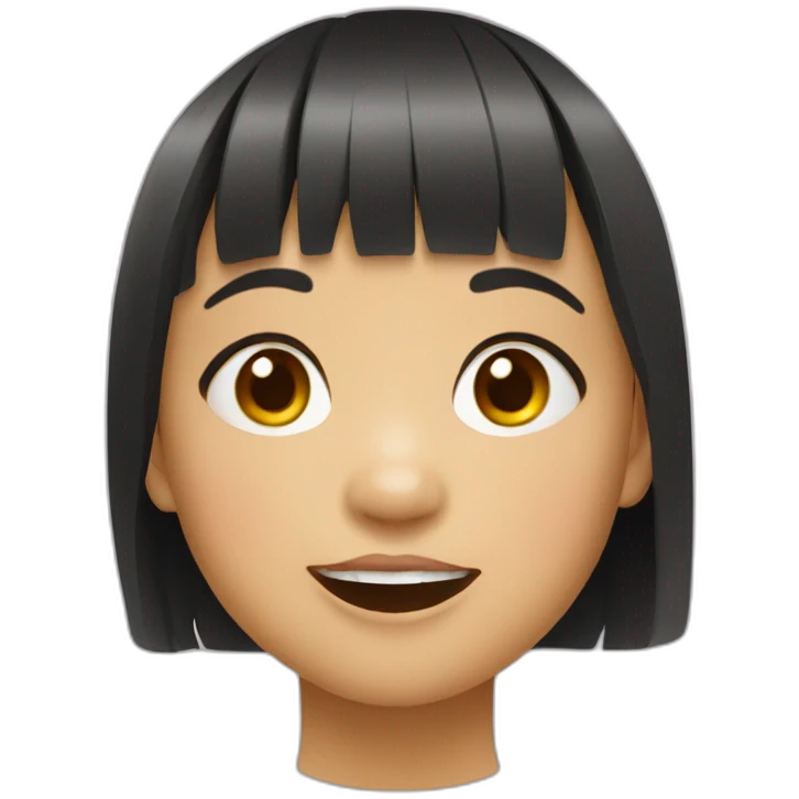 Filipino child girl with short hair fringe slim lost on front tooth emoji