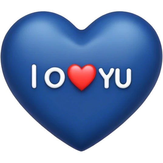 Dark Blue heart either the words I Love You Ry emoji