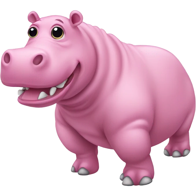 Flying pink hippopotamus with long legs emoji