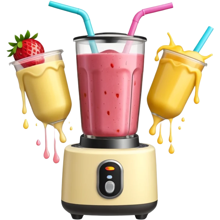 A SMOOTHIE MACHINE WITHOUT THE LID ON, THE SMOOTHIE SPLASHES OUT emoji