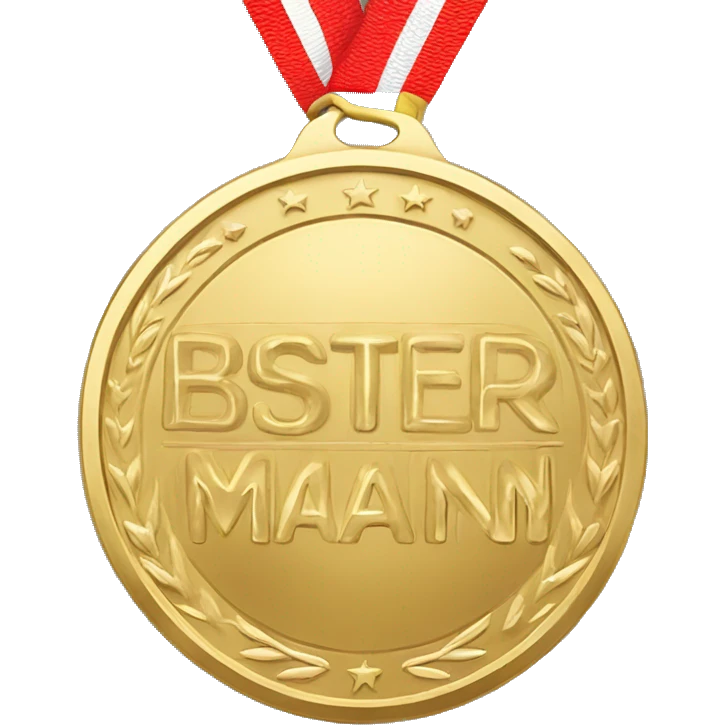 a picure of a gold medal. the text on the gold medal is "Bester Mann!" emoji