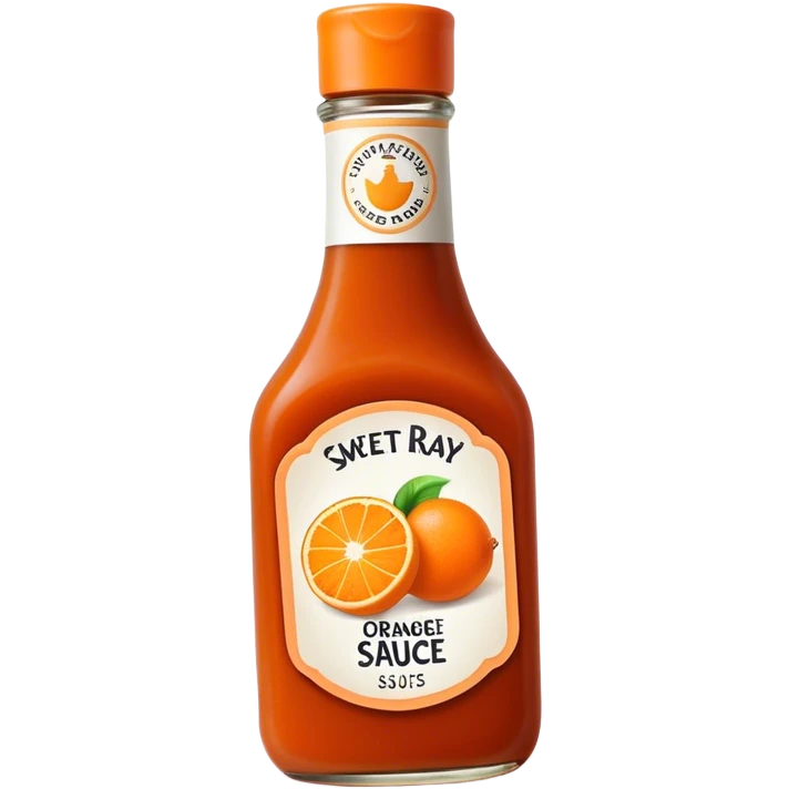 Sweet Baby Ray’s sauce brand bottle, orange emoji