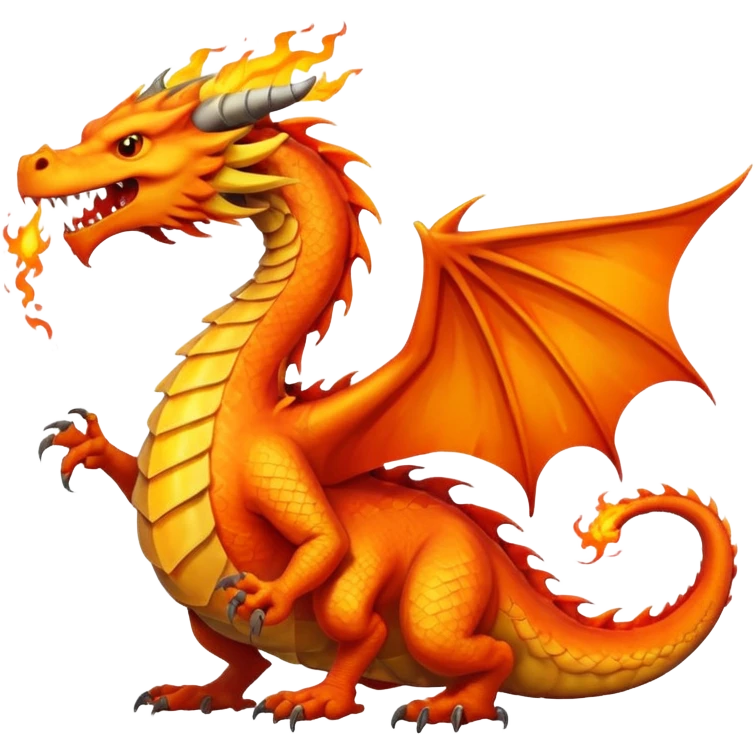 Fire dragon breathing fire, simplified google facebook artstyle emoji