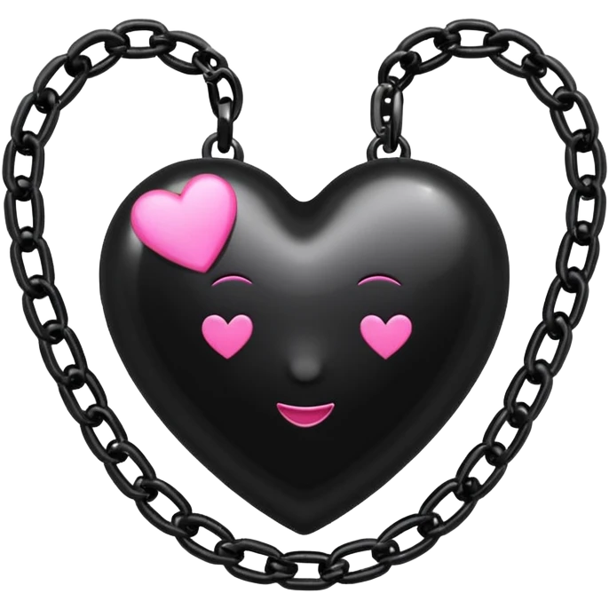 emo black heart with a pink chain emoji