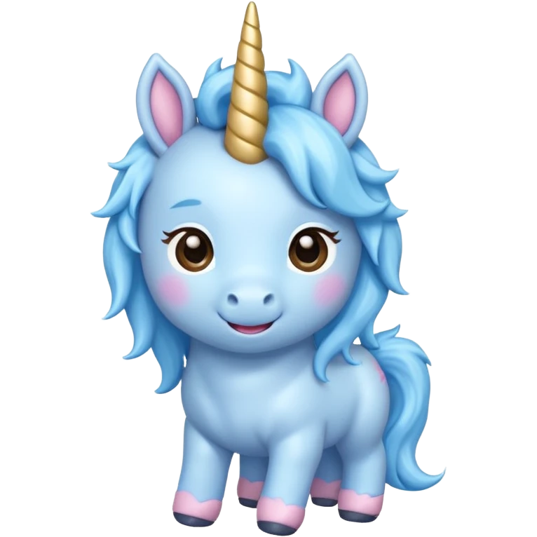 baby blue unicorn, chibi full body emoji