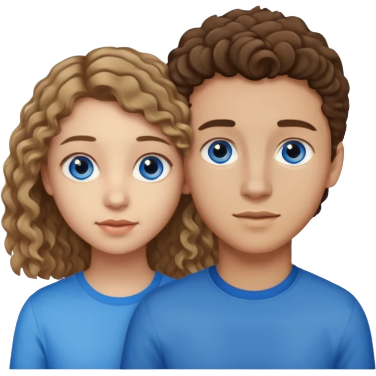 20 year old boy with slightly curly dark blonde hair and blue eyes with 20 year old girl with brown hair and blue eyes emoji