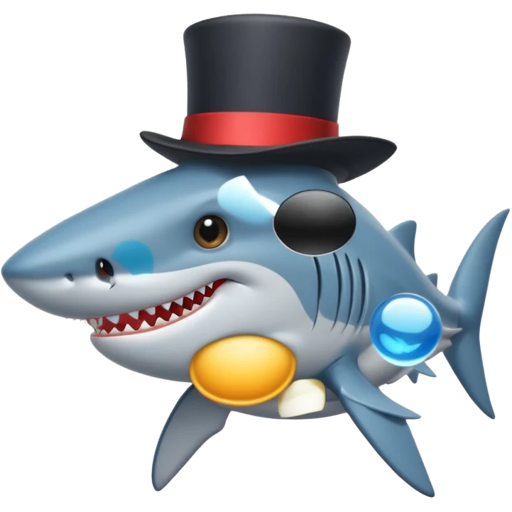 Shark with a top hat emoji