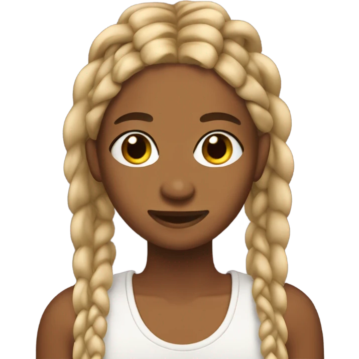 Brown skin with blonde knotless braids and braces and acne emoji