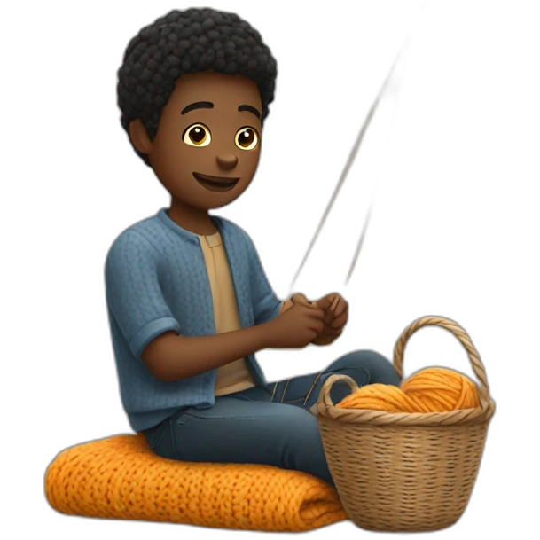 young black man knitting emoji