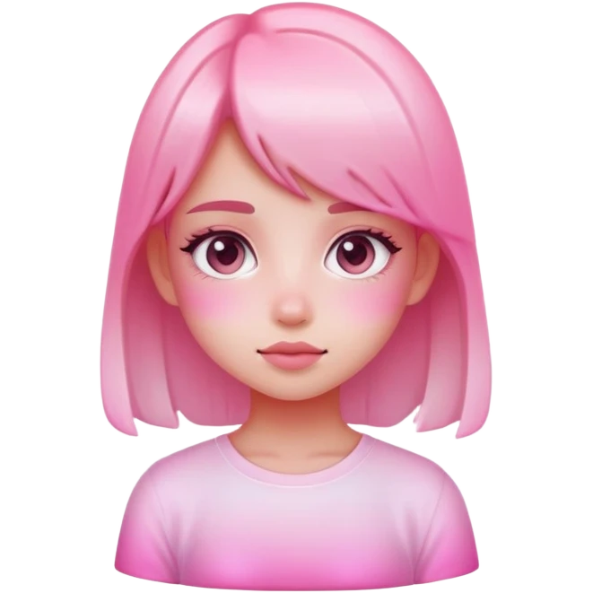 Cute girl character with pink gradient, glass effect, minimalist design emoji