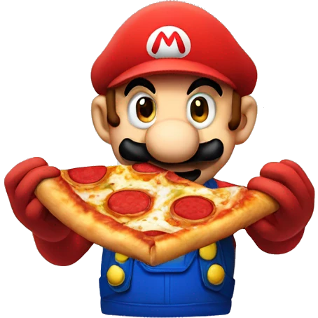 Mario eating a pizza emoji