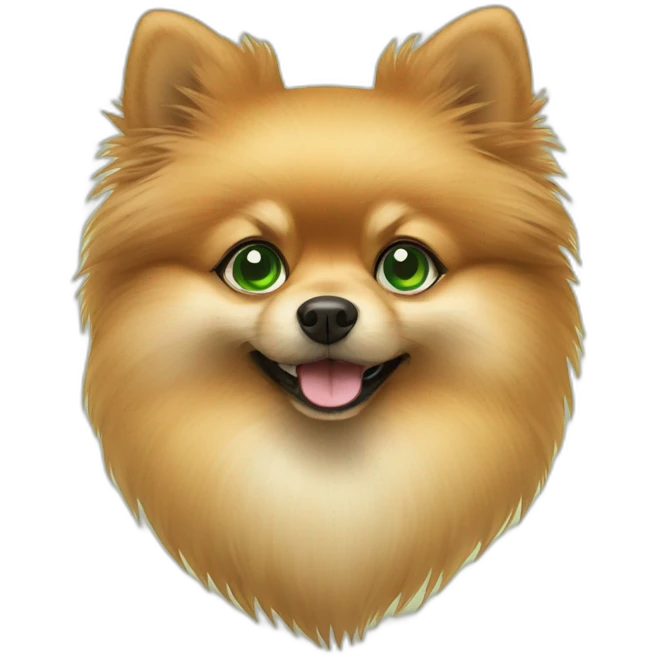 Pomeranian with green eyes emoji