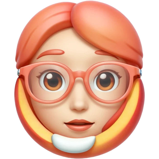 A 3D cartoon transparent peach-coral spectacle with subtle shine and curved frame edges, isolated on soft plain background, Memoji-style. emoji