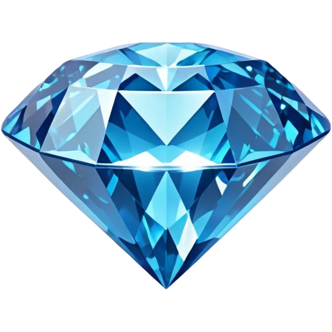 A sparkling blue diamond with a perfect cut, floating in the air. It is surrounded by a light magical glow. A symbol of value and uniqueness. emoji