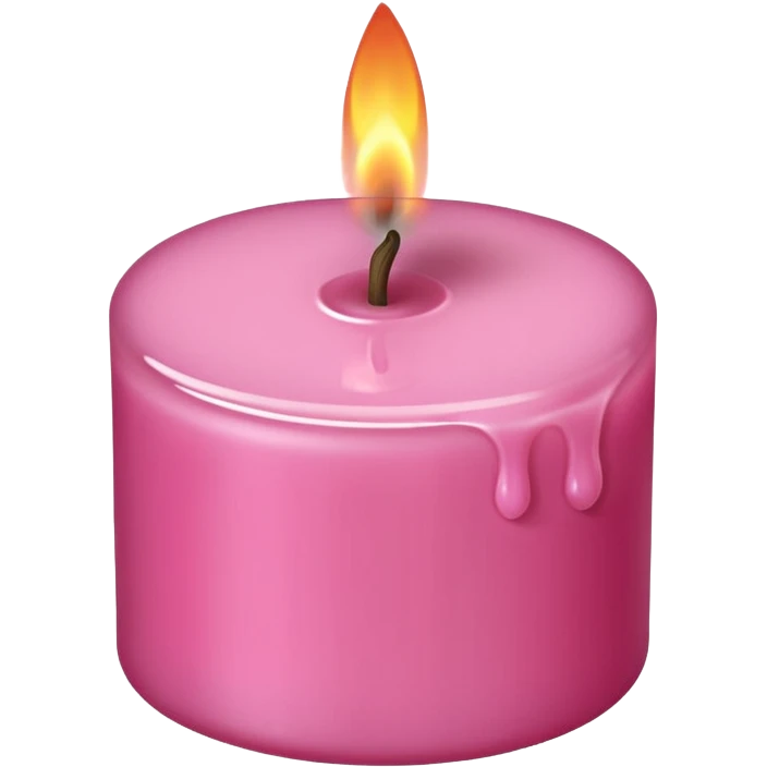 Draw a pink candle with a flame that can be used on a romantic dinner table, camera isometric emoji