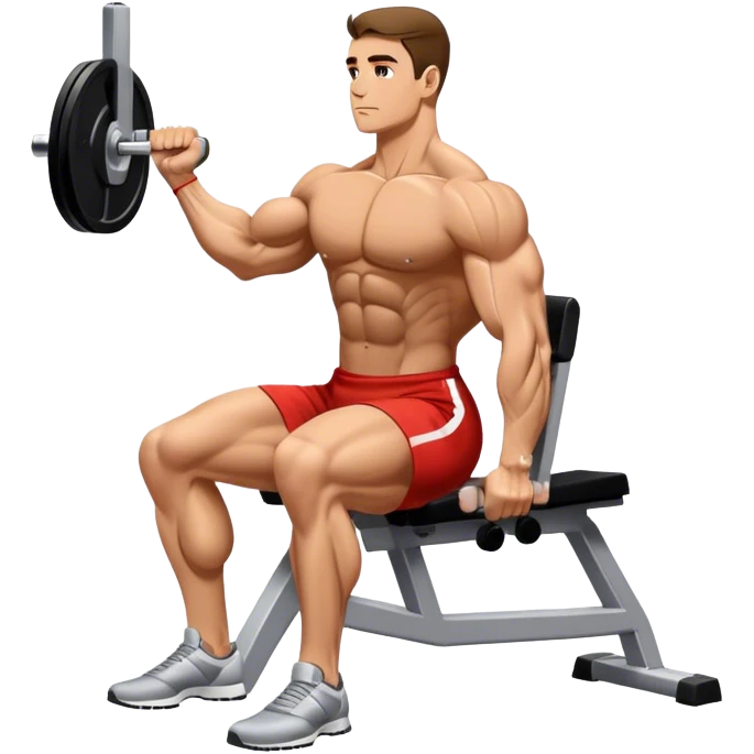 side-view bodybuilder seated weighted calf-raise machine lower leg exercise emoji