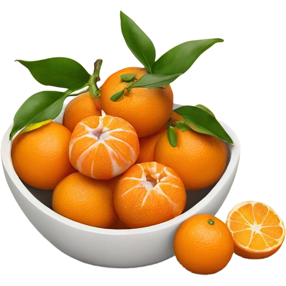 tangerines with pealed tangerines on a bowl  emoji